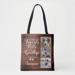 Rustic Personalised Pet Memorial Photo Collage Tote Bag
