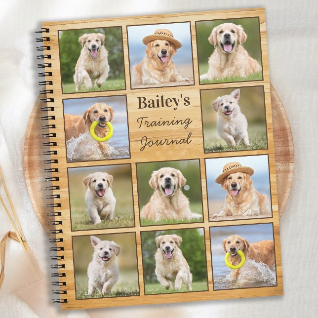 Rustic Personalised Pet Puppy Dog Photo Collage Notebook (Creator Uploaded)