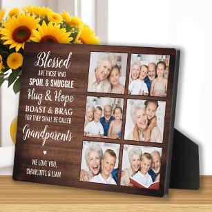 Rustic Personalised Photo Collage Grandparents  Plaque