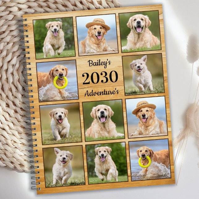 Rustic Personalised Photo Collage Pet Dog Yearly Planner (Creator Uploaded)