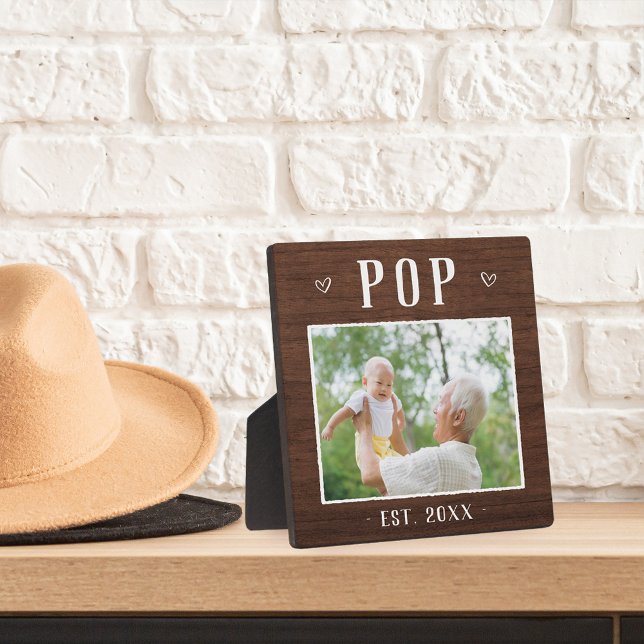 Rustic Personalised Pop Grandpa Photo Plaque (Creator Uploaded)