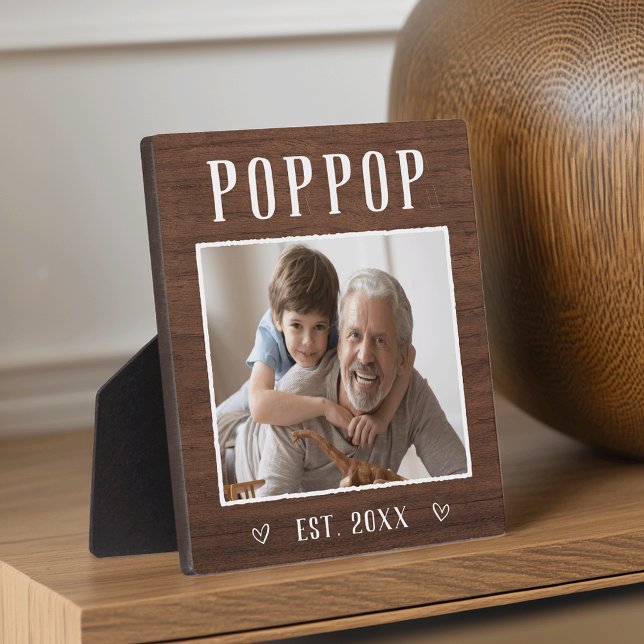 Rustic Personalised Poppop Grandpa Photo Plaque (Creator Uploaded)