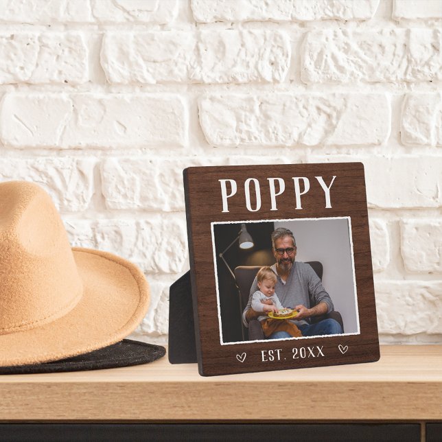 Rustic Personalised Poppy Grandpa Photo Plaque (Creator Uploaded)