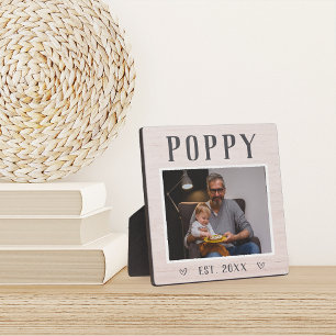 Rustic Personalised Poppy Grandpa Photo Plaque