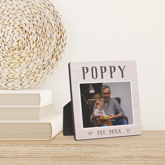 Rustic Personalised Poppy Grandpa Photo Plaque (Creator Uploaded)