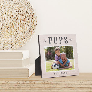 Rustic Personalised Pops Grandpa Photo Plaque