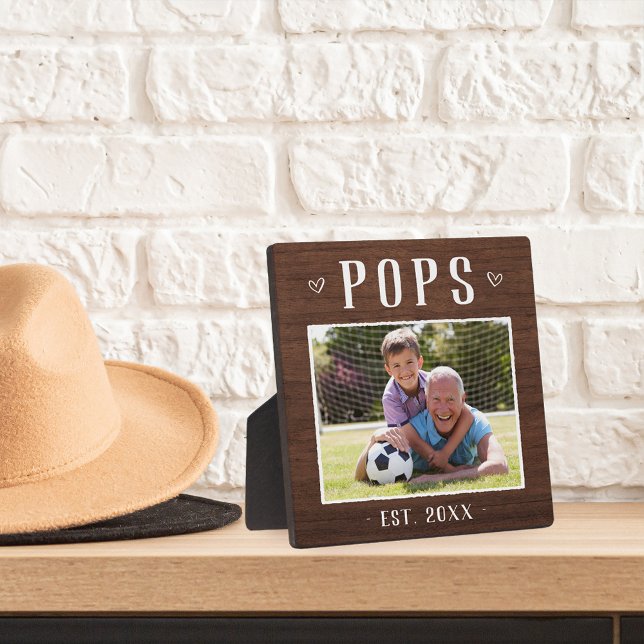 Rustic Personalised Pops Grandpa Photo Plaque (Creator Uploaded)