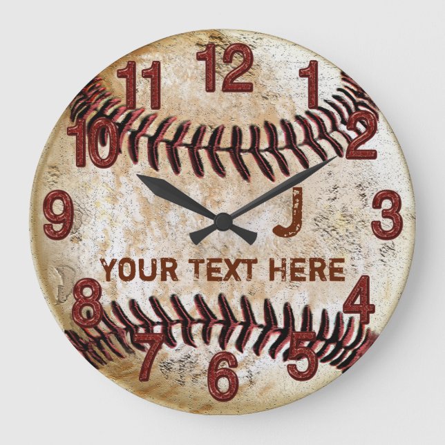 Rustic Personalised Vintage Baseball Wall Clocks (Front)
