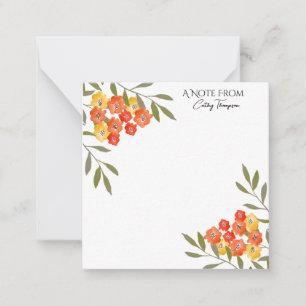 Rustic Personalised Watercolor Floral Note Card