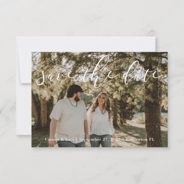 "Rustic Personalised Wedding Save the Date  (Front)