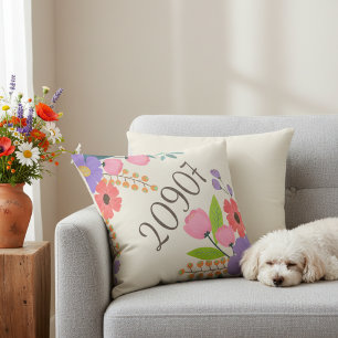 Rustic Personalised ZIP Code Location Throw Pillow