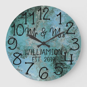 Rustic Personalized Distressed Rust Custom Large Clock
