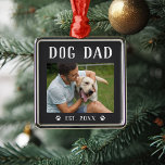 Rustic Personalized Dog Dad Photo Metal Tree Decoration<br><div class="desc">This custom ornament makes a memorable Christmas gift for a special pet parent. Design features a favorite photo with "Dog Dad" above in rustic lettering. Personalize with the year he became a fur dad beneath,  or add a custom message or name.</div>