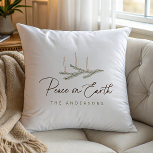 Rustic Personalized Peace On Earth Christmas  Cushion