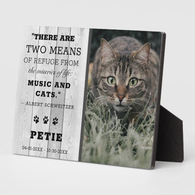 Rustic Pet Cat Memorial Photo Quote Keepsake Plaque (Side)