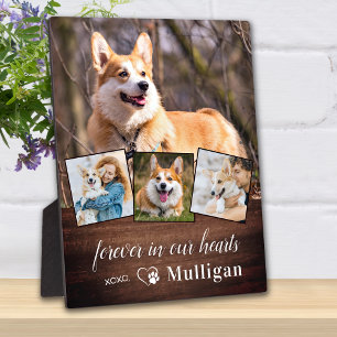 Rustic Pet Dog Memorial Customise 4 Photo Collage Plaque
