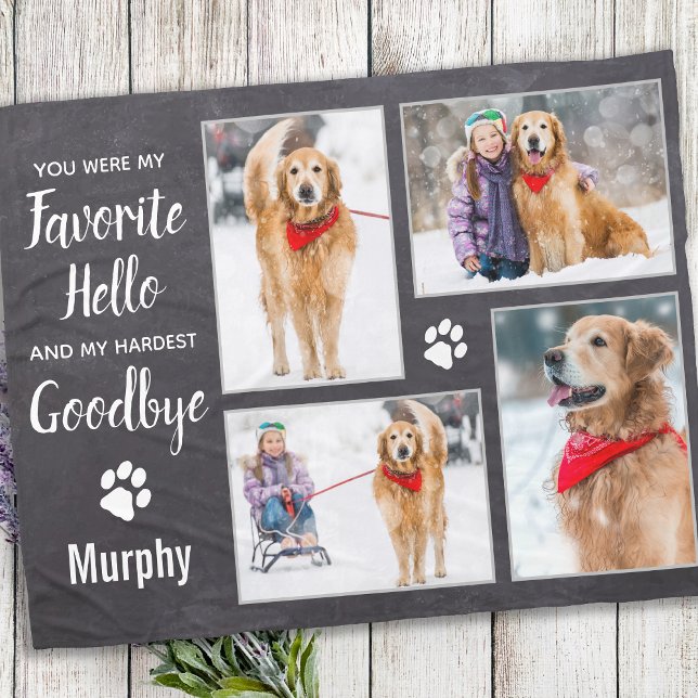Rustic Pet Dog Memorial Keepsake Photo Collage Fleece Blanket (Creator Uploaded)