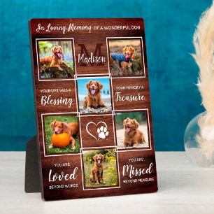 Rustic Pet Loss Gift 6 Photo Collage Dog Memorial Plaque