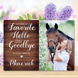 Rustic Pet Loss Personalised Horse Memorial Photo Plaque