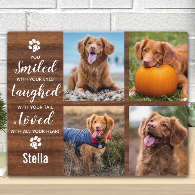 Rustic Pet Memorial Keepsake Photo Collage Plaque (Creator Uploaded)