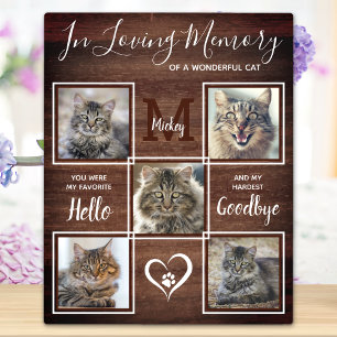 Rustic Pet Memorial Personalised 5 Cat Photo Plaque