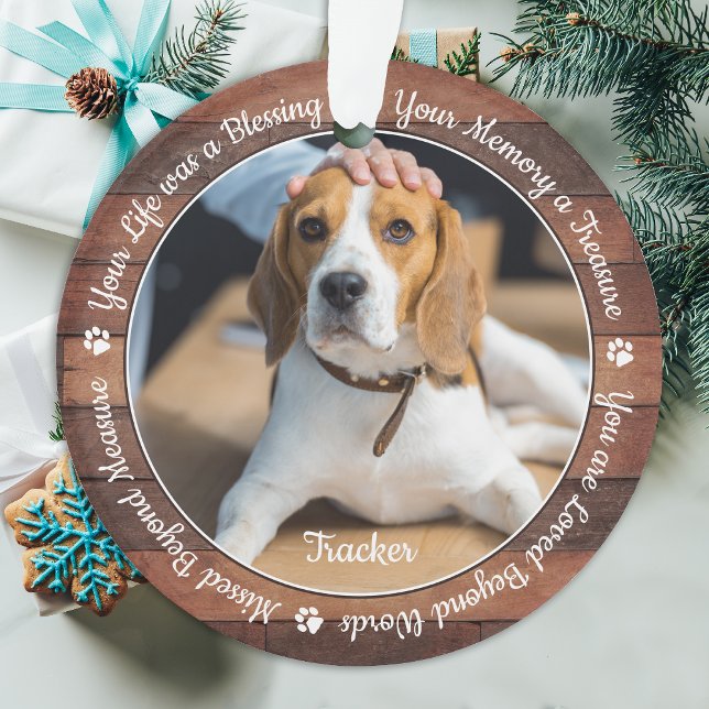 Rustic Pet Memorial Pet Loss Keepsake Dog Photo Ornament (Creator Uploaded)