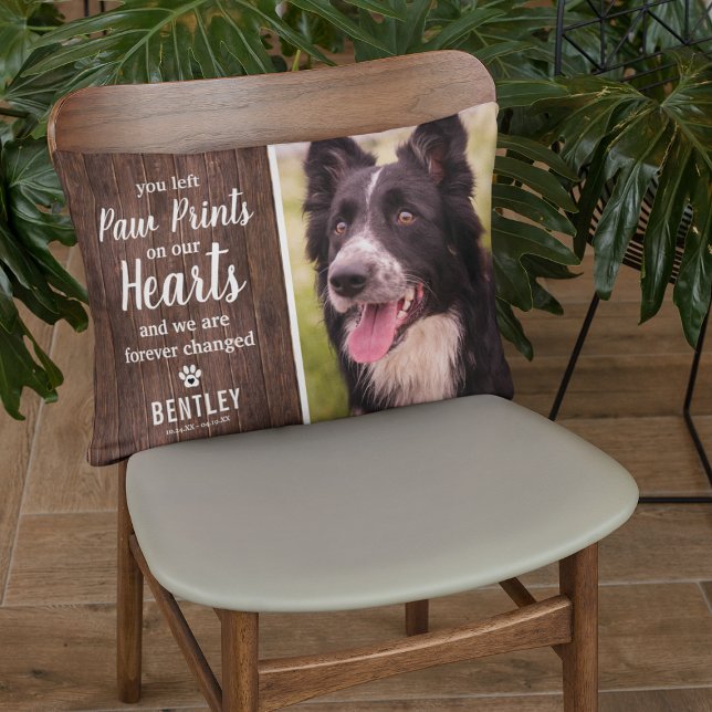 Rustic Pet Memorial Photo Decorative Cushion (Creator Uploaded)
