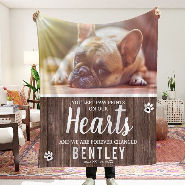 Rustic Pet Memorial Photo Fleece Blanket (Creator Uploaded)