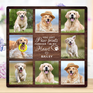 Rustic Pet Memorial Remembrance 8 Photo Collage Plaque