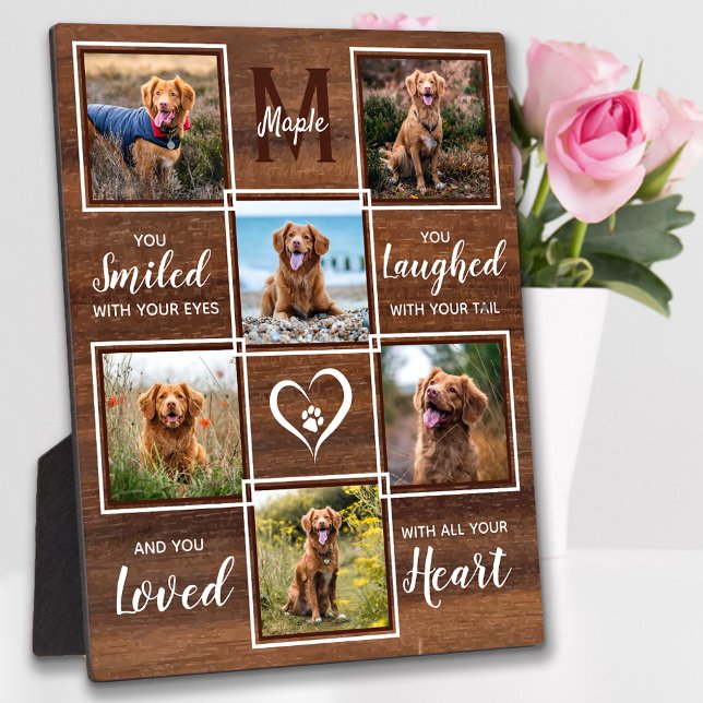 Rustic Pet Memorial Unique Photo Collage Plaque (Creator Uploaded)