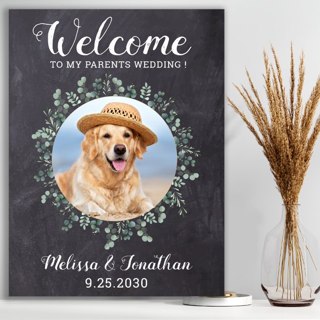 Rustic Pet Wedding Welcome Personalised Dog Photo Poster (Creator Uploaded)