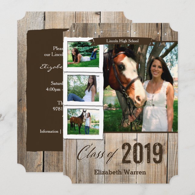 Rustic Photo 2019 Graduation Invite & Announcement (Front/Back)