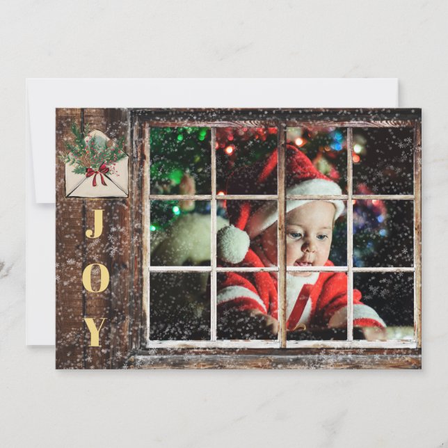 *~* Rustic PHOTO AP20  Window Christmas Party  Invitation (Front)