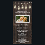Rustic Photo Barn Wood Mason Jar Wedding Programs Programme<br><div class="desc">Rustic Photo Barn Wood Mason Jar Wedding Programs - features a printed barn wood or reclaimed wood background with mason jars and string lights at the top. The back also features the barn wood background. You may change the demo couple's photo to one of your own.</div>