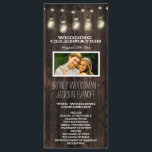 Rustic Photo Barn Wood Mason Jar Wedding Programs Programme<br><div class="desc">Rustic Photo Barn Wood Mason Jar Wedding Programs - features a printed barn wood or reclaimed wood background with mason jars and string lights at the top. The back also features the barn wood background. You may change the demo couple's photo to one of your own.</div>