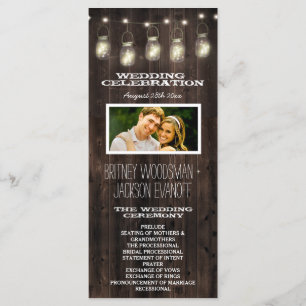 Rustic Photo Barn Wood Mason Jar Wedding Programs Programme