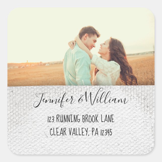 Rustic Photo, Canvas Square Return Address Label (Front)