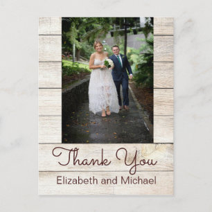 Rustic  Photo Chic Modern Wedding Thank You Postcard
