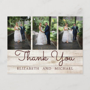 Rustic Photo Chic Modern Wedding Thank You Postcard