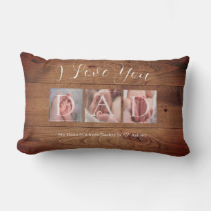 Rustic Photo Collage for Dad Lumbar Cushion