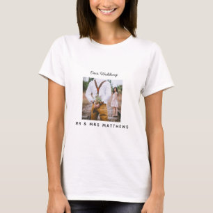 Rustic Photo Collage Monogram NEWLYWEDS WEDDING T-Shirt