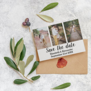 Rustic Photo Collage Save The Date Card