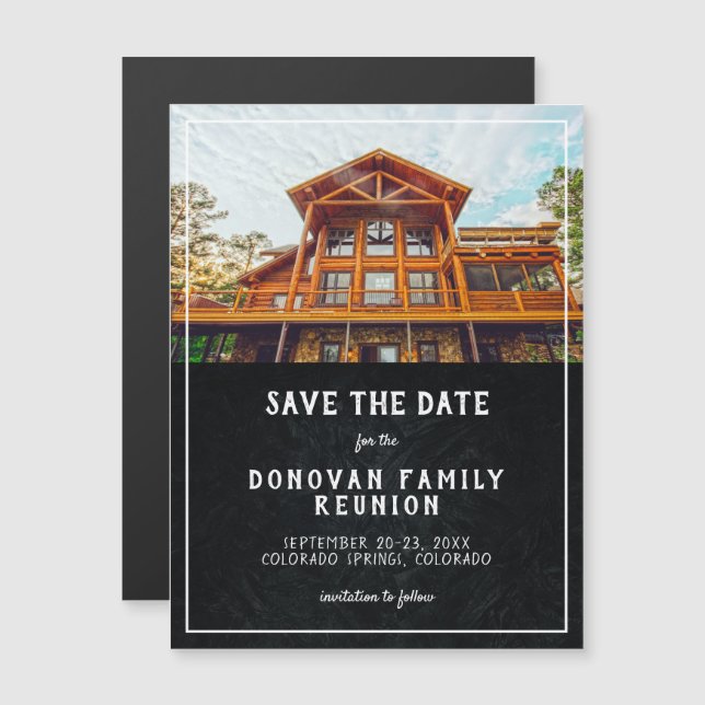 Rustic Photo Family Reunion Save the Date Magnetic Invitation (Front/Back)