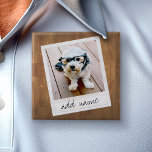 Rustic Photo Frame with Square Instagram and Wood 15 Cm Square Badge<br><div class="desc">A vintage and trendy design with a retro picture border that you can add your favorite selfie or portrait of a friend. Use a square photo to create a unique and personal gift or keep the hipster puppy and make a trendy keepsake. If you need to adjust the pictures, click...</div>