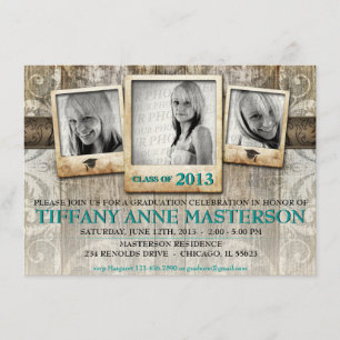 Rustic Photo Graduation Announcement Invite
