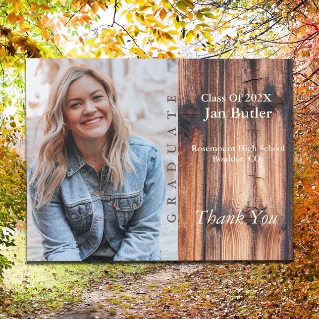 Rustic Photo Graduation Announcement & Thank You Postcard (Creator Uploaded)