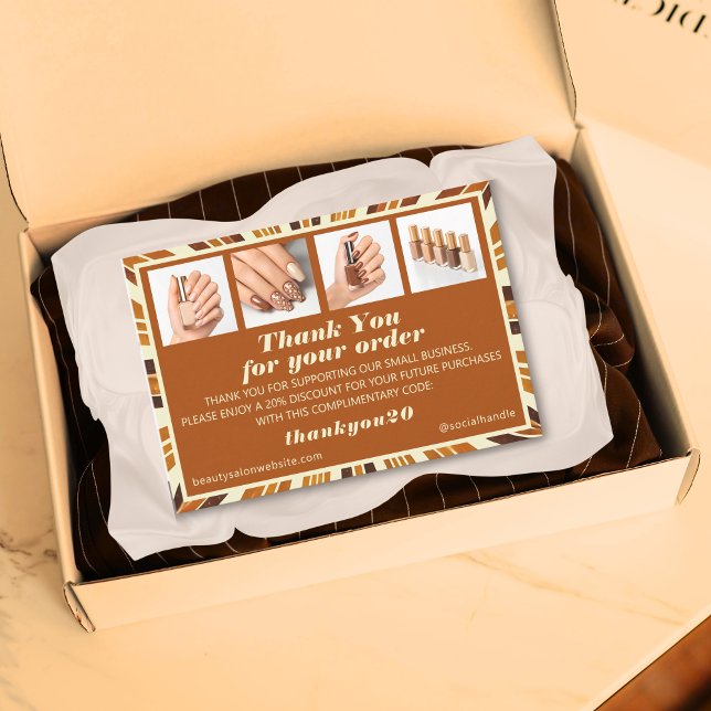 Rustic Photo Grid Nail Salon Order Thank You Card (Creator Uploaded)