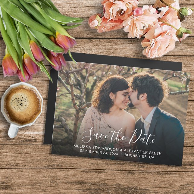 Rustic photo magnetic wedding Save the Date (Rustic photo magnetic wedding Save the Date. Unique wedding Save the Date card.)