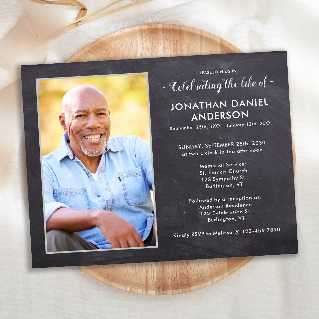 Rustic Photo Memorial Service Celebration Of Life Invitation Postcard (Creator Uploaded)