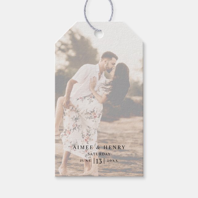 Rustic Photo Modern Wedding Gift Tags (Front)